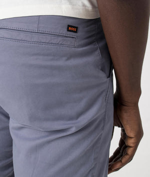 Slim Fit Chino Shorts in Navy by Boss. EQVVS Detail Shot