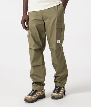 Relaxed Fit Gadic242 Cargos in Open Green by Hugo. EQVVS Side Angle Shot.