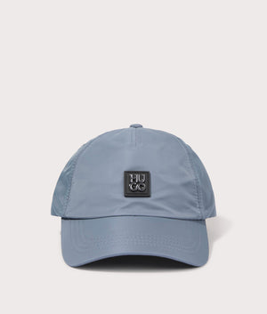 Stacked Logo Jude Cap in Open Blue by Hugo. EQVVS Front Angle Shot.