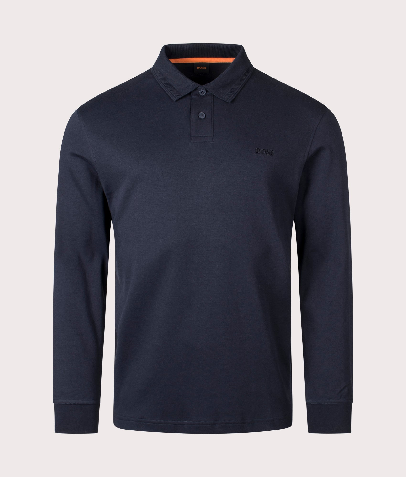 Pe Interlock Long Sleeve Polo Shirt in Dark Blue | EQVVS Menswear