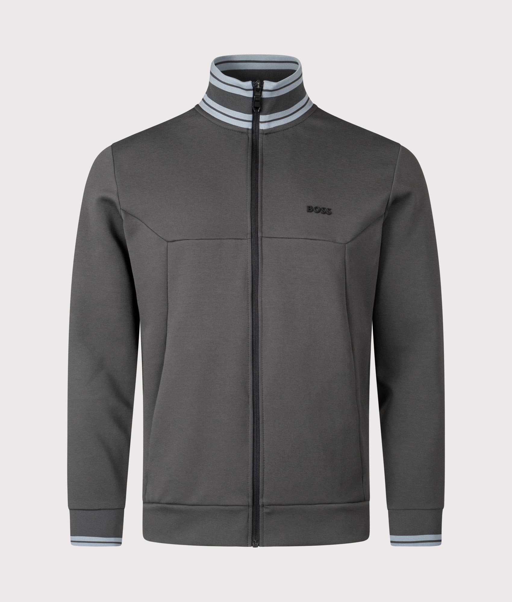 Full Zip Zone Sweatshirt in Dark Grey | BOSS | EQVVS