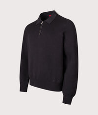 Relaxed Fit Long Sleeve San Pauley Polo Shirt: 001 Black