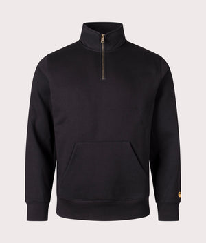Quarter Zip Chase Sweatshirt in Black by Carhartt WIP. EQVVS Front Angle Shot.