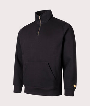 Quarter Zip Chase Sweatshirt in Black by Carhartt WIP. EQVVS Side Angle Shot. 