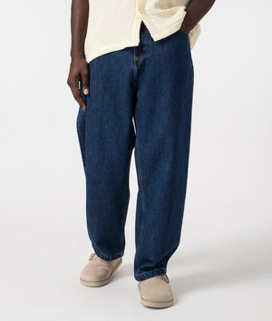 Carahrtt WIP Relaxed Fit Brandon Jeans in Blue Stone Washed , 100% Cotton Front Model Shot at EQVVS