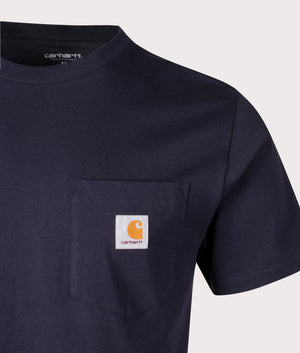 Pocket T-Shirt in Dark Navy by Carhartt WIP. EQVVS Detail Shot.