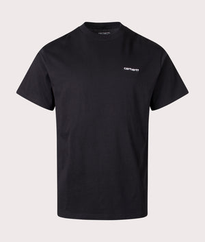 Carhartt WIP Script Embroidery T-Shirt in Black at EQVVS. Front Shot.