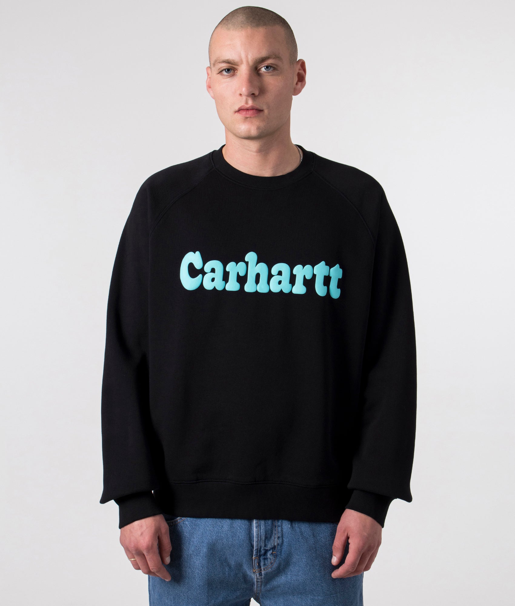 Oversized Bubbles Sweatshirt Black/Turquoise | EQVVS