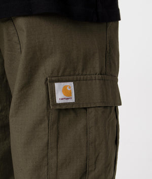 Carhartt WIP Regular Fit Aviation Pants in Cypress Green Detail Shot at EQVVS Menswear