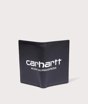 Carhartt WIP Vegas Vertical Wallet in 0D2XX Black/White logo Shot at EQVVS
