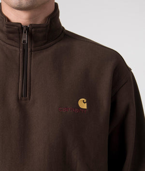 Relaxed Fit Quarter Zip American Script Sweatshirt | Carhartt WIP | EQVVS logo model shot