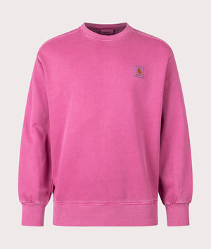 Oversized Nelson Sweatshirt in Magenta by Carhartt WIP. EQVVS Front Angle Shot.