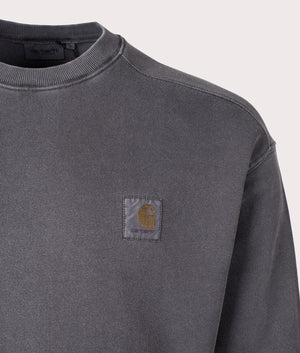 Oversized Nelson Sweatshirt in Charcoal by Carhartt WIP. EQVVS Detail Shot.