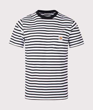Seidler Stripe Pocket T-Shirt in Black  White by Carhartt WIP. EQVVS Front Angle Shot.