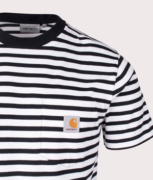 Seidler Stripe Pocket T-Shirt in Black White by Carhartt WIP. EQVVS Detail Shot.