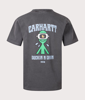 Carhartt WIP Relaxed Fit Duckin' T-Shirt in Black with back print. Back angle shot at EQVVS.