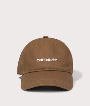 Canvas Script Cap in Lumbar/ White by Carhartt. EQVVS Front Angle Shot.