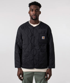 Carhartt WIP Skyton Quilted Liner in Black, 100% polyester Buttoned up Shot at EQVVS