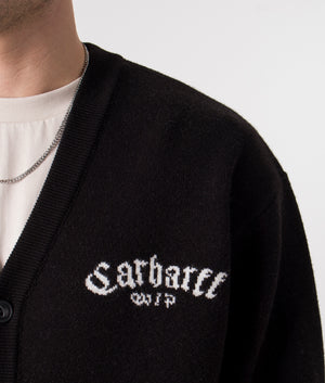 Carhartt Relaxed Fit Onyx Cardigan in Black detail shot at EQVVS