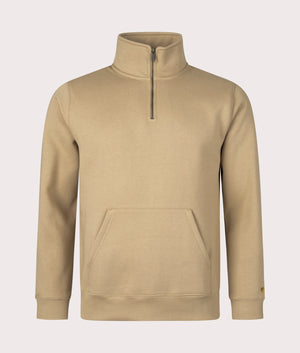 Quarter Zip Chase Sweatshirt in Sable Gold by Carhartt . EQVVS front angle shot.