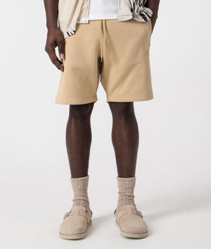 Carhartt WIP Chase Sweat short in 22IXX Sable/Gold front shot at EQVVS