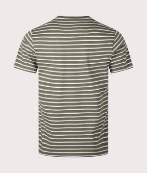 Barbour Lifestyle Ponte Stripe T-Shirt in Pale Sage, 100% Cotton Back Shot at EQVVS