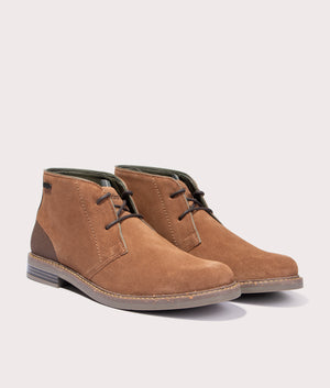 Barbour Readhead Chukka Boots in Fawn Suede Angle Shot at EQVVS