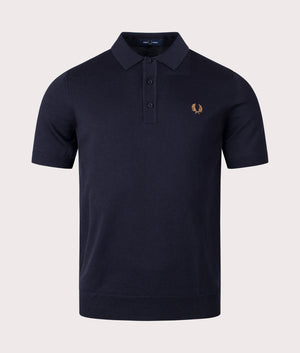 Classic Knitted Polo Shirt in Navy | Fred Perry | EQVVS front shot