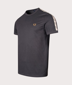 Contrast Tape Ringer T-Shirt in Anthracite by Fred Perry. EQVVS front angle shot