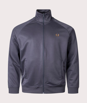 Fred Perry Contrast Tape Track Top Anchor Grey/Black Front Shot At EQVVS
