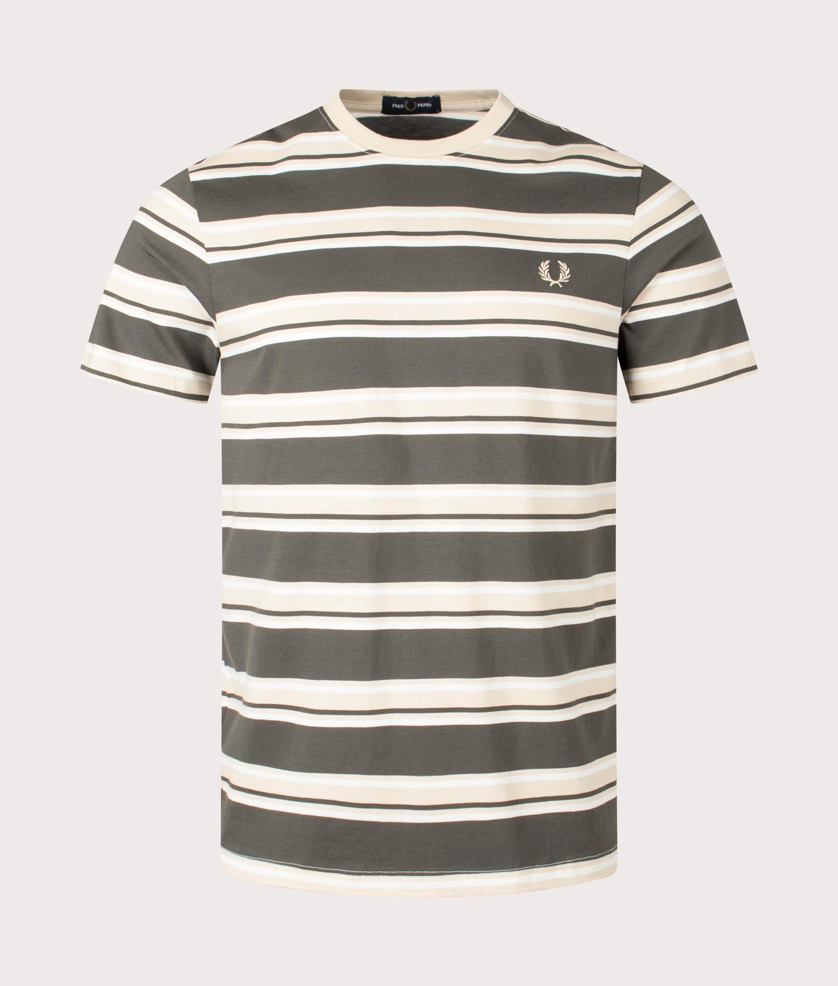 Stripe T-Shirt in Green White and Beige | Fred Perry | EQVVS Menswear