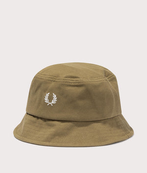 Piqué Bucket Hat in Shaded Stone by Fred Perry. EQVVS Side Angle Shot