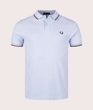 Twin Tipped Polo Shirt in Light Smoke by Fred Perry. EQVVS Front Angle Shot.