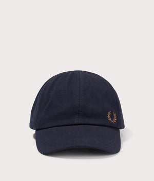 Pique Classic Cap in Navy by Fred Perry. EQVVS Front Angle Shot.