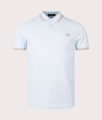 Twin Tipped Fred Perry Polo Shirt: V27 Light Ice/Warm Grey/Warm Grey