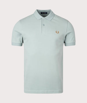 Plain Fred Perry Shirt in Silver Blue. EQVVS Front Angle Shot.