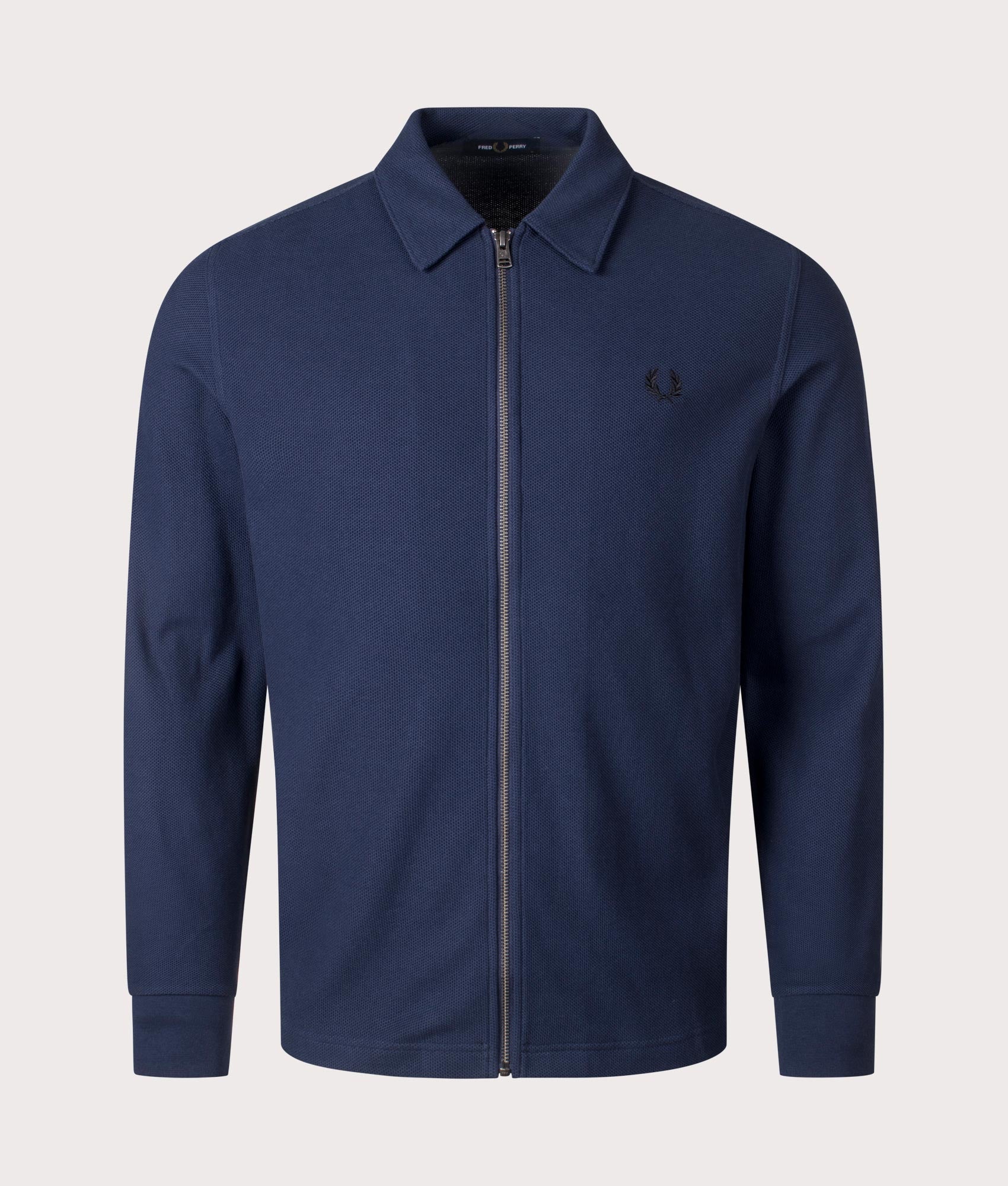 Fred Perry Honeycomb Quarter Zip Polo Shirt in Carbon