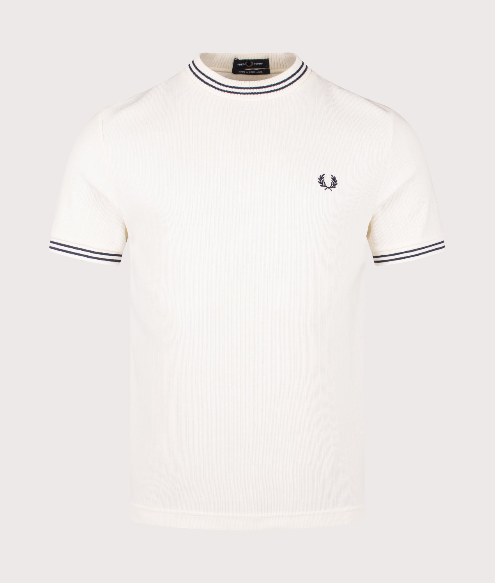 Fred Perry Ribbed jersey T-shirt in Ecru EQVVS Menswear
