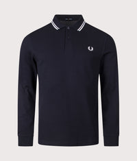 Long Sleeve Twin Tipped Polo Shirt: 238 Navy/White/White