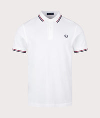 Twin Tipped Fred Perry Polo Shirt: T60 Snow White/Brick Red/Navy