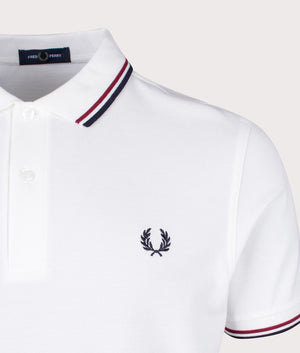 Fred Perry Twin Tipped Fred Perry Polo Shirt in White-Brick Detail Shot at EQVVS