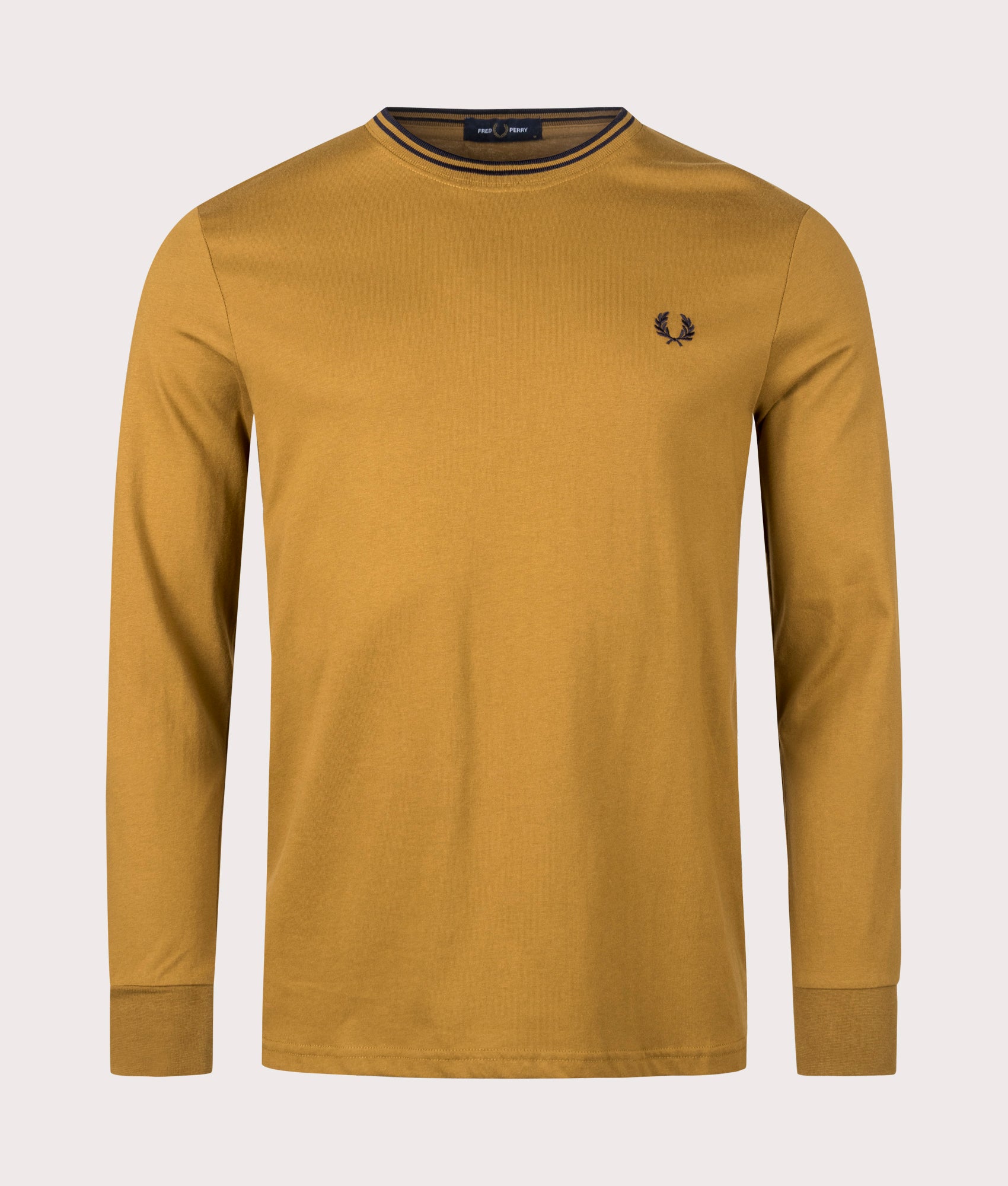 Regular Fit Long Sleeve Twin Tipped T-Shirt Dark Caramel | Fred 