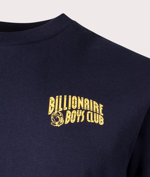 Billionaire Boys Club Small Arch Logo T-Shirt in Navy, 100% Cotton Detail Shot at EQVVS