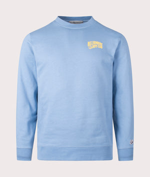Billionaire Boys Club Small Arch Logo Sweatshirt in Powder Blue, 100% Cotton, featuring the Astronaut on the Cuff Front Shot at EQVVS