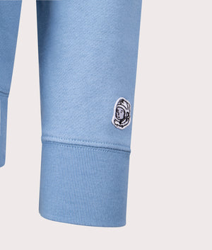 Billionaire Boys Club Small Arch Logo Sweatshirt in Powder Blue, 100% Cotton, featuring the Astronaut on the Cuff Detail Shot at EQVVS