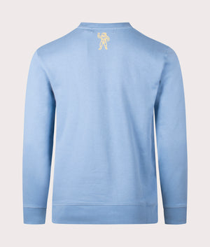 Billionaire Boys Club Small Arch Logo Sweatshirt in Powder Blue, 100% Cotton, featuring the Astronaut on the Cuff Back Shot at EQVVS