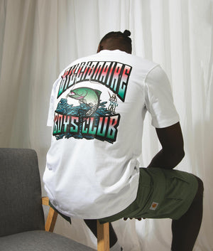 Big Catch T-Shirt in White by Billionaires Boy Club. EQVVS Campaign Shot.