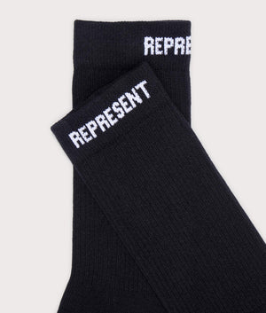 REPRESENT Core Sock in Black Detail Shot at EQVVS