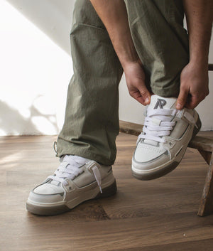 Studio Sneakers in White Grey by Represent. EQVVS Campaign Shot.