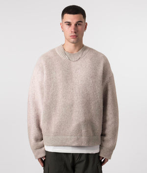 REPRESENT Sprayed Horizons Jumper In Washed Taupe, Relaxed Fit , Front Shot at EQVVS